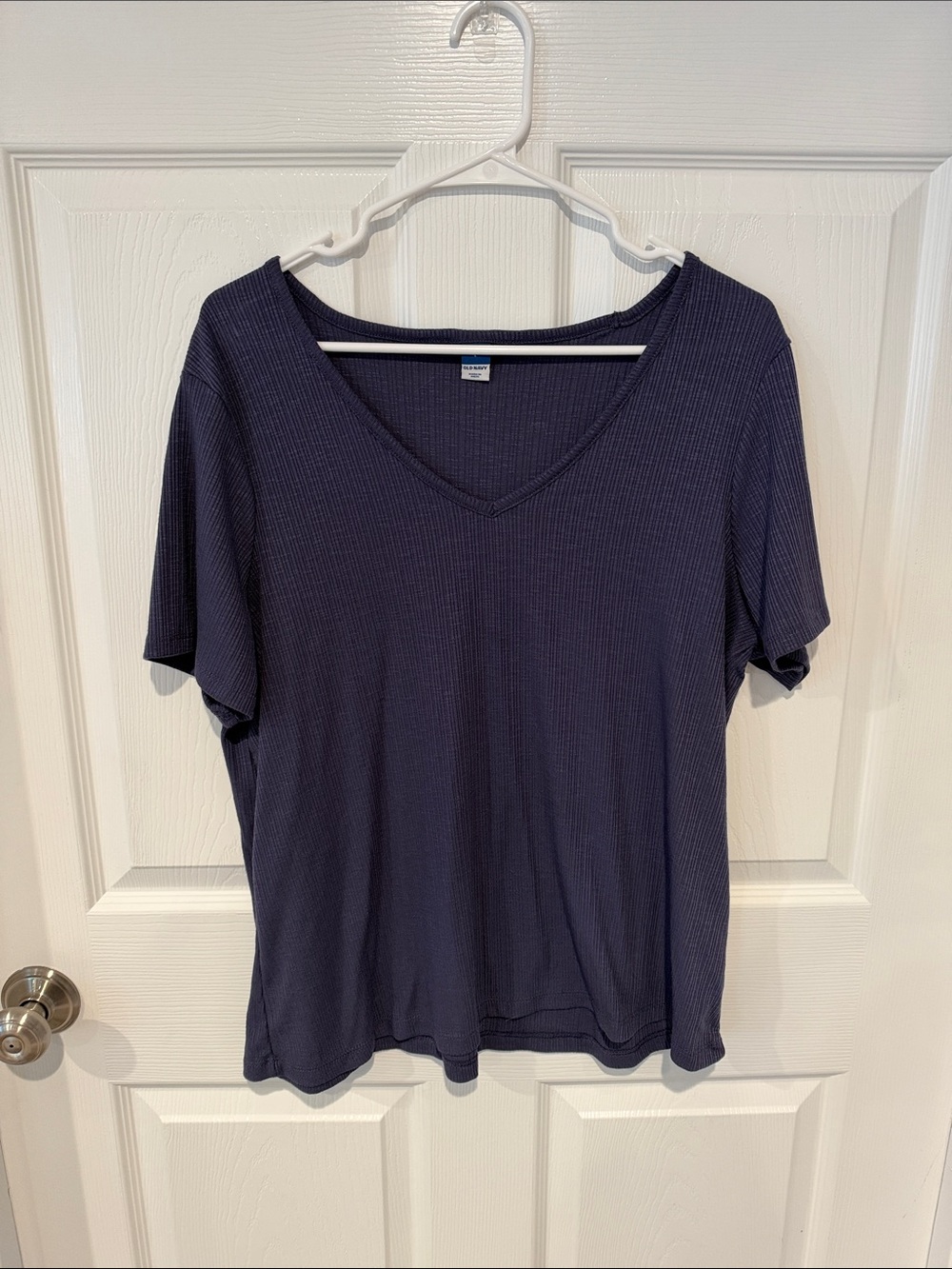 Old Navy Ribbed V-Neck Short Sleeve Tee - Dark Blue